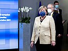 Nmecká kancléka Angela Merkelová na summitu EU v Bruselu. (22. íjna 2021)