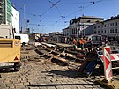 Oprava tramvajovch kolej ped brnnskm hlavnm ndram komplikuje orientaci...