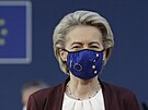 Pedsedkyn Evropské komise Ursula von der Leyenová na summitu EU v Bruselu...