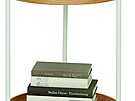 Kulatý stolek na kolekách s úlonou policí je vysoký 65 cm a iroký 41,5 cm.