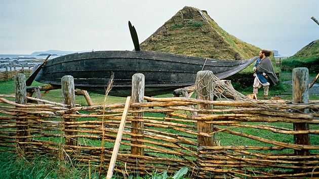 Rekonstrukce vikingsk osady v lokalit L'Anse aux Meadows' na nejsevernjm cpu ostrova Newfoundland