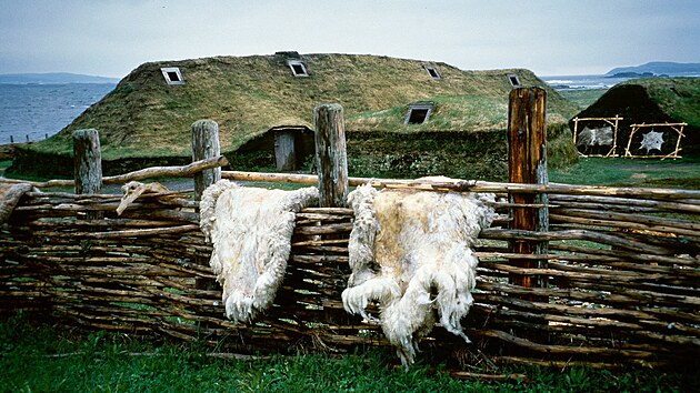 Rekonstrukce vikingské osady v lokalitě L'Anse aux Meadows' na nejsevernějším cípu ostrova Newfoundland