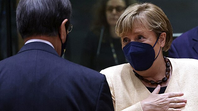 Německá kancléřka Angela Merkelová na svém posledním summitu Evropské unie (21. října 2021)