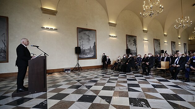 Bval prezident Vclav Klaus bhem projevu (28. jen 2021)