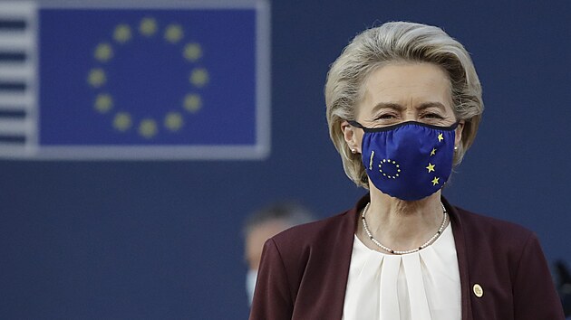 Pedsedkyn Evropsk komise Ursula von der Leyenov na summitu EU v Bruselu (22. jna 2021)