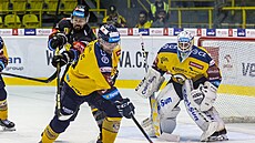 Utkání 16. kola hokejové extraligy: HC Verva Litvínov - PSG Berani Zlín. Zleva...
