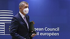 Český premiér Andrej Babiš na summitu EU v Bruselu. (21. října 2021)