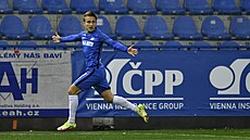 Christian Frýdek z Liberce se raduje po úvodním gólu do sít Olomouce ve 12....