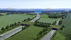 Ekodukt nad dálnicí bude navazovat na podobný most nad silnicí I/35. V pravém...