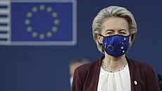 Předsedkyně Evropské komise Ursula von der Leyenová na summitu EU v Bruselu...