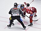 Utkání 19. kola hokejové extraligy: HC Ocelái Tinec - HC Sparta Praha. Zleva...