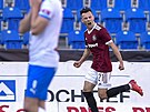 Jakub Peek se raduje z prvního gólu Sparty proti ostravskému Baníku.