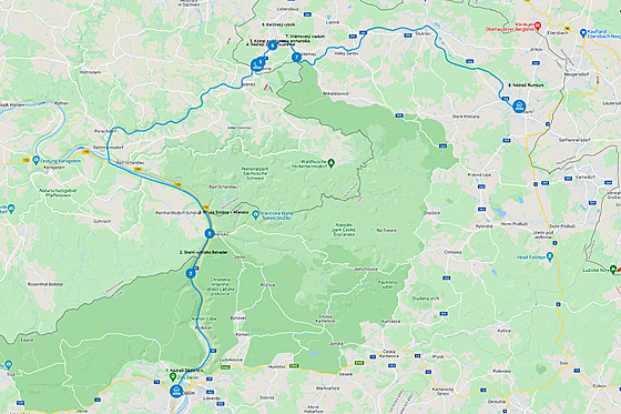 Mapa vletu po tzv. Drze nrodnho parku
