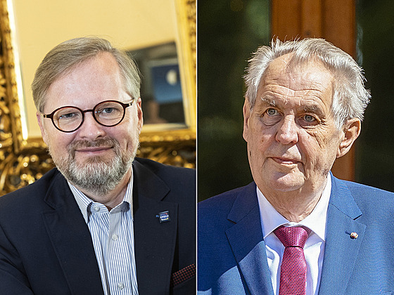 Premiér Petr Fiala a prezident Milo Zeman