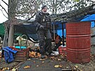 Vyklzen a likvidace bezdomoveckho tbora ve Slezsk Ostrav. (9. listopadu...