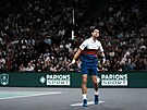 Novak Djokovi ve finále dvouhry proti Daniilu Medvedvovi na turnaji Masters v...