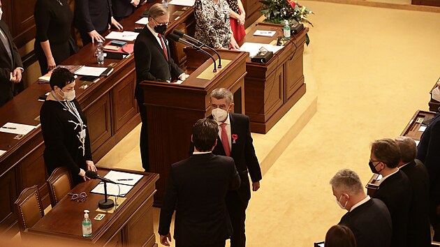 Po třiceti dnech od voleb se sešla nově složená Sněmovna kvůli tomu, aby zvolení poslanci složili slib. Na snímku Andrej Babiš za ANO.  (8. listopadu 2021)