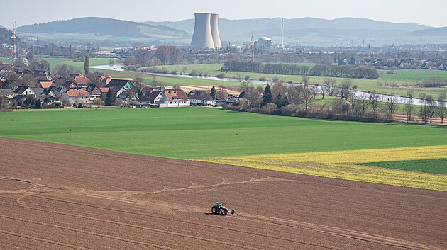 Jadern elektrrna Grohnde v Dolnm Sasku (15. dubna 2021)