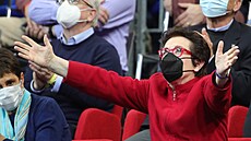 Bývalá americká tenistka Billie Jean Kingová v O2 aren na zápase Markéty...