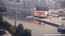 Ilustra�ní vizualizace lanovky z Podbaby od Metroprojektu.