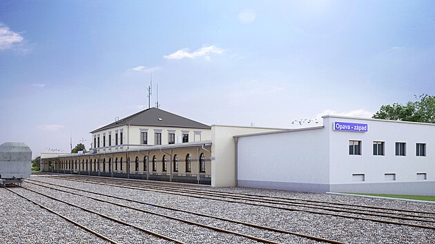 Vizualizace rekonstruovaného nádraí s výpravní budovou ve stanici Opava západ