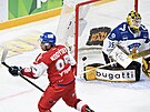 eský útoník Petr Kodýtek stílí gól proti Finsku.
