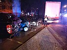 Kamion ve Znojm naboural 18. listopadu 2021 tinct aut. Nikdo se nezranil.