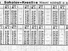 Jízdní ád trati Sokolov - Kraslice z roku 1954