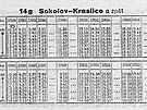 Jízdní ád trati Sokolov - Kraslice z roku 1975