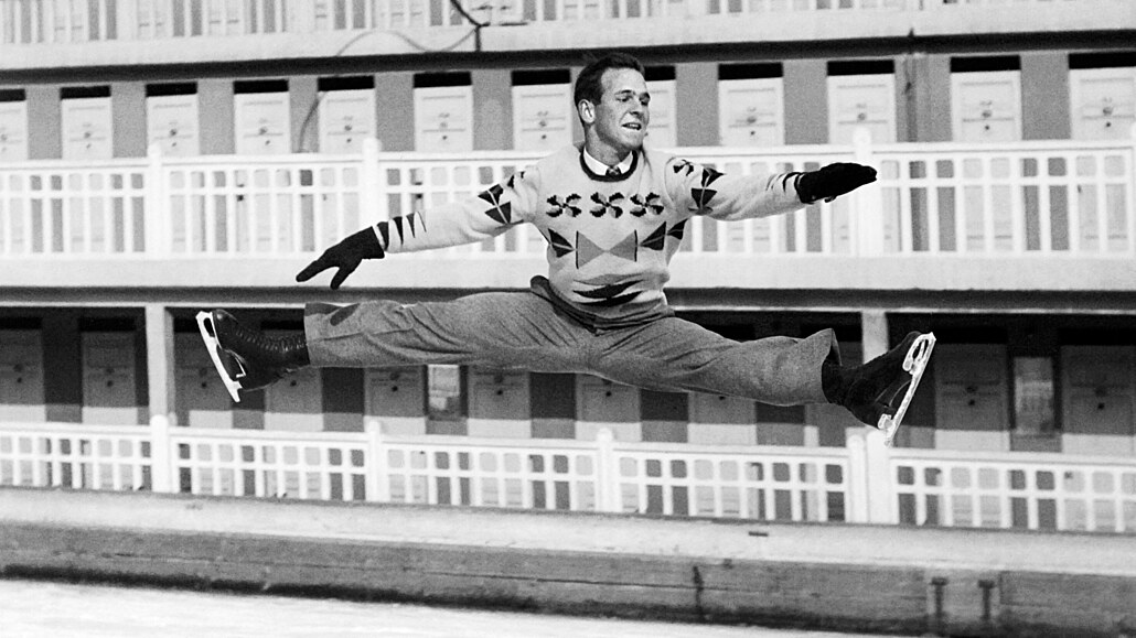 Dick Button bhem olympiády v Oslu 1952.