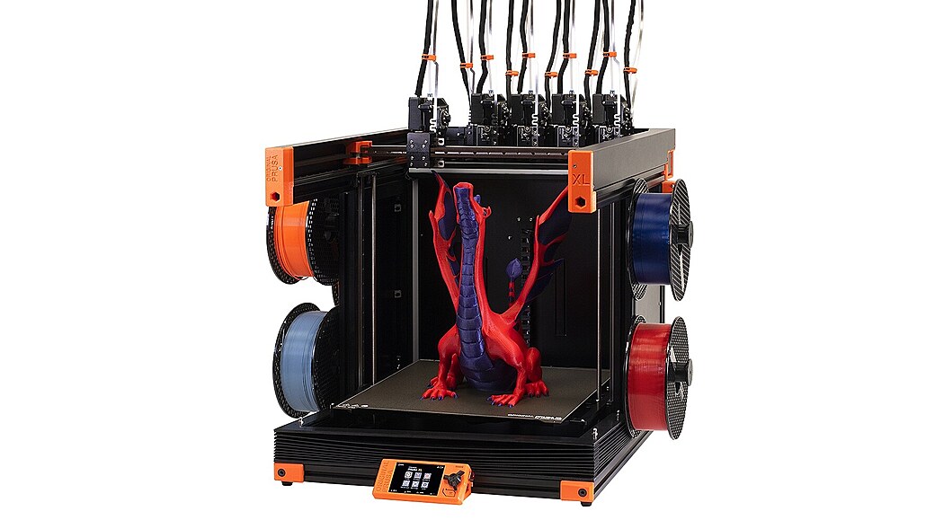Nová 3D tiskárna Průša XL v plné pětinástrojové konfiguraci