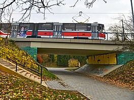 Tramvajový most a podchod pro chodce v Brn.