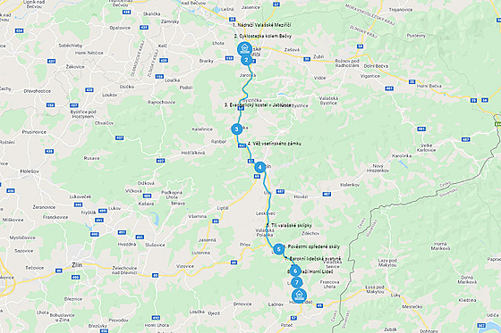 Mapa vletu vlakem kolem ertovch skal do Valaskho krlovstv