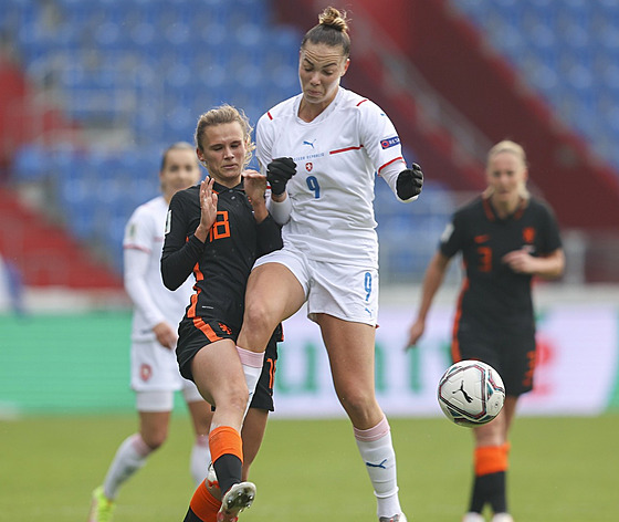 Andrea Stašková v zápase s Nizozemskem