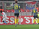 Utkání mezi Slavia Praha a Feyenoord Rotterdam