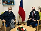 Lídr koalice SPOLU a éf ODS Petr Fiala pi návtv u prezidenta Miloe Zemana...