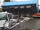 Nehoda na 124. kilometru dlnice D1 ve smru na Brno hlavn dopravn tepnu...