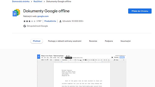Rozšíření, které zpřístupní Google dokumenty offline