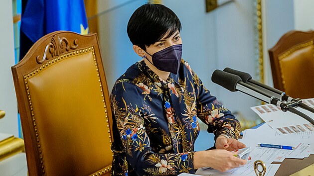 Posledního, šestého místopředsedu Sněmovny volí poslanci na své druhé schůzi v novém volebním období. Na snímku předsedkyně Poslanecké sněmovny Markéta Pekarová Adamová (TOP 09). (23. listopadu 2021)