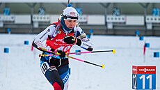 Eva Puskar�íková na st�elnici b�hem sprintu v Östersundu