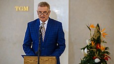Zeman jmenuje předsedu ODS Petra Fialu novým premiérem na zámku v Lánech v...