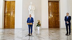 Zeman jmenuje pedsedu ODS Petra Fialu novým premiérem na zámku v Lánech v...
