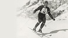 Rakouský lyžař Toni Sailer na ZOH 1956 v Cortině d'Ampezzo.