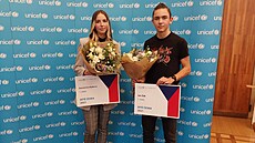 Vítězové ankety Dítě Česka Daniela Eva Rybková a Jan Žák (20. listopadu 2021)