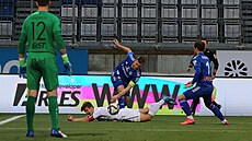 Hrá�i SK SIGMA Olomouc a FC Hradec Králové p�i utkání v rámci 15. kola...