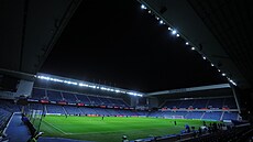 Stadion Ibrox Park v předvečer duelu Evropské ligy mezi Rangers a Spartou.