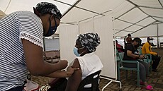 Jihoafričané se nechávají očkovat proti koronaviru na předměstí Johannesburgu....