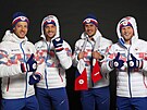 Čeští bobisté při představení kolekce oblečení pro zimní olympijské hry v...