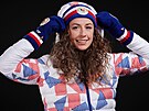 Biatlonistka Jessica Jislová pi pedstavení kolekce obleení pro zimní...