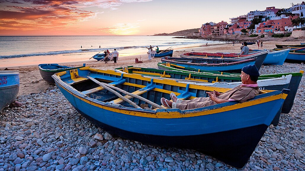 Rybářský přístav Taghazout v Maroku